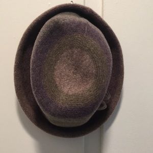 Felt hat. Purple, green, grey with little floral accent